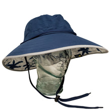 Load image into Gallery viewer, Adult Booney Hat - Palm Print Navy with Silver Trim
