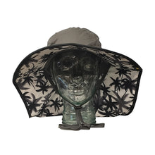 Load image into Gallery viewer, Adult Floppy Hat - Palm Print Charcoal with Black Trim
