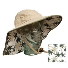 Load image into Gallery viewer, Adult Floppy Hat - Palm Print Khaki with Olive Trim