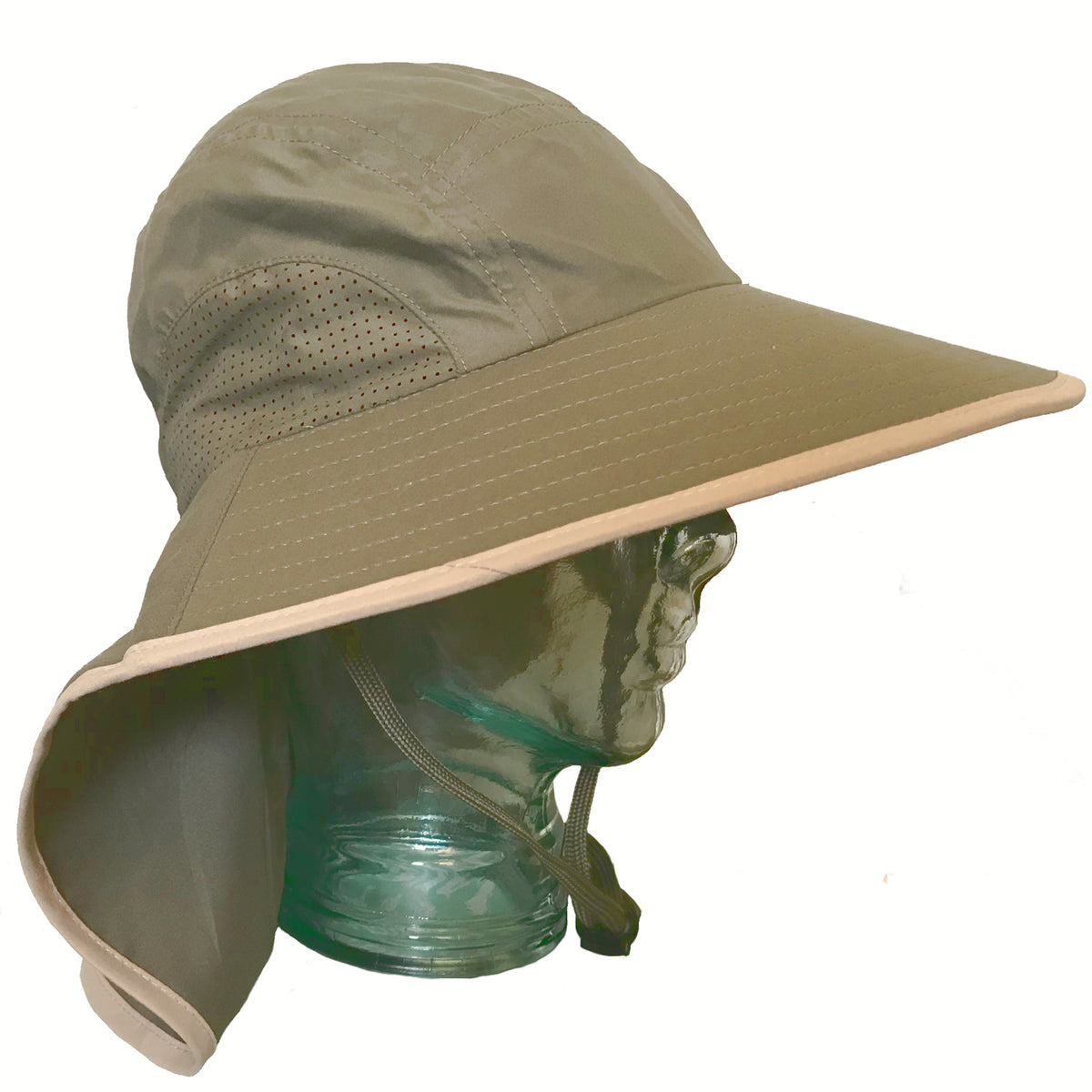 Adult Floppy Hat - Olive with Khaki Trim – Sun Protection Zone