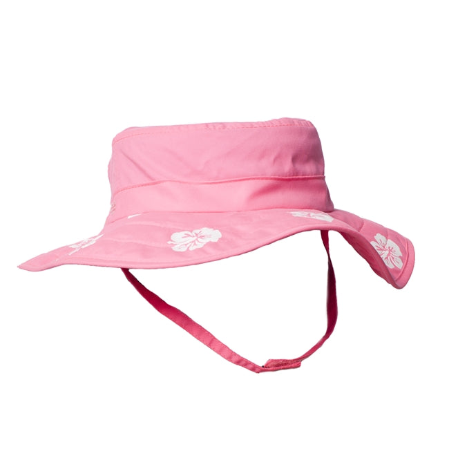 Kid's Cowboy Safari Hat - Pink with White Hibiscus