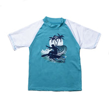 Load image into Gallery viewer, Kid's Short Sleeve Rash Guard - Wave Catcher