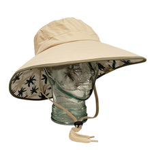Load image into Gallery viewer, Adult Booney Hat - Palm Print Khaki with Olive Trim
