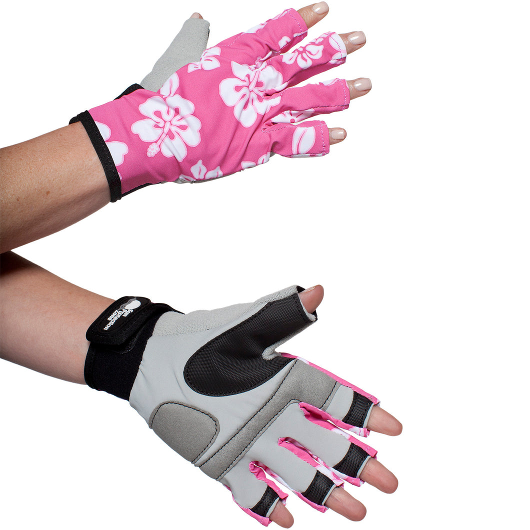 WOMEN'S SPORTS PERFORMANCE GLOVES - PINK HIBISCUS