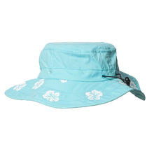 Load image into Gallery viewer, Kid&#39;s Cowboy Safari Hat - Aqua with White Hibiscus
