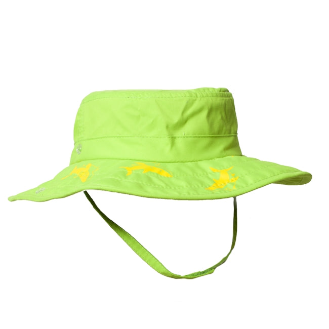 Kid's Cowboy Safari Hat - Lime Green with Yellow Sharks