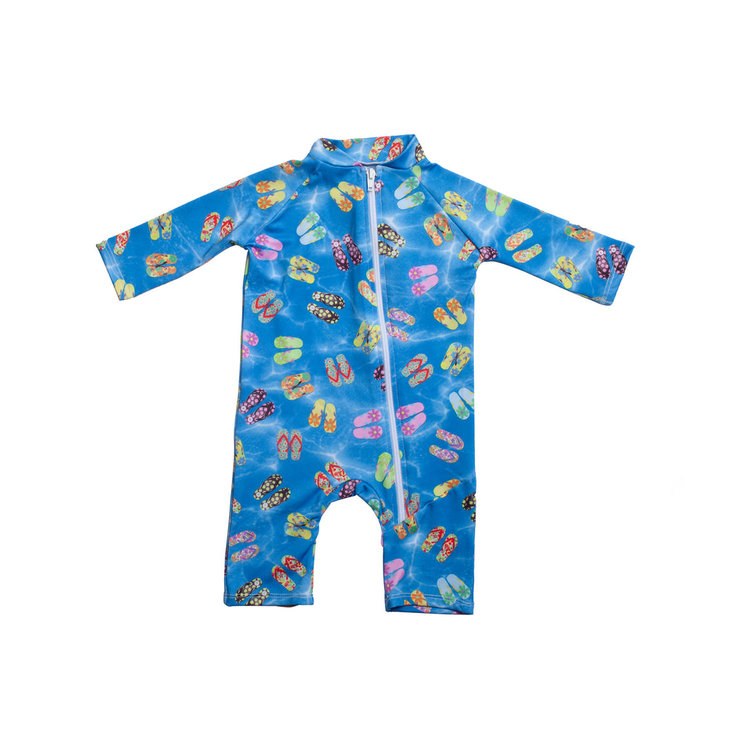 Infant One-Piece Long Sleeve Suit - Flip Flops