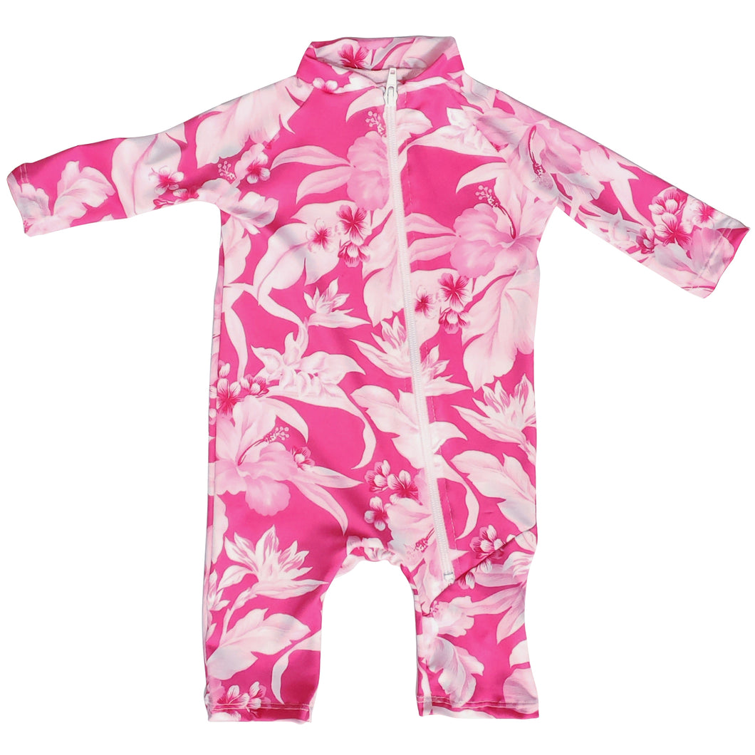 Infant One-Piece Long Sleeve Suit - Hibiscus